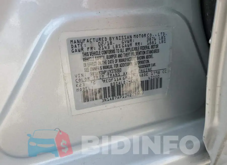 3N1AB7AP1JY279360 Photo# 12
