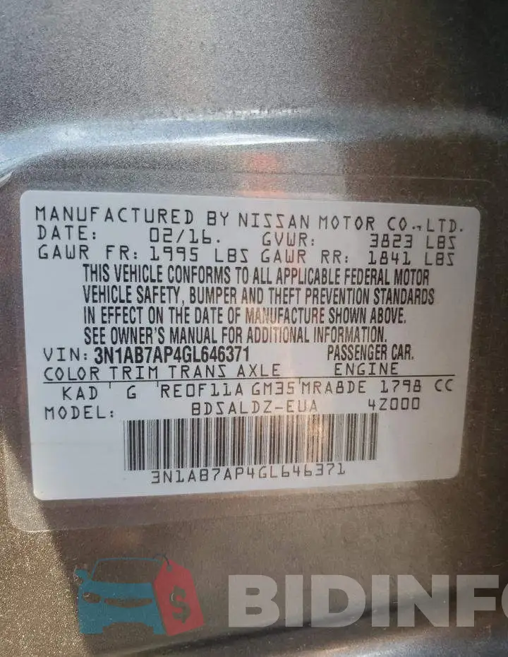 3N1AB7AP4GL646371 Photo# 12