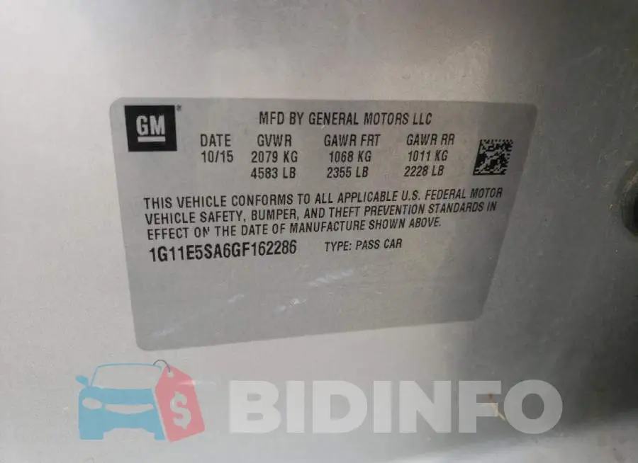 1G11E5SA6GF162286 Photo# 12