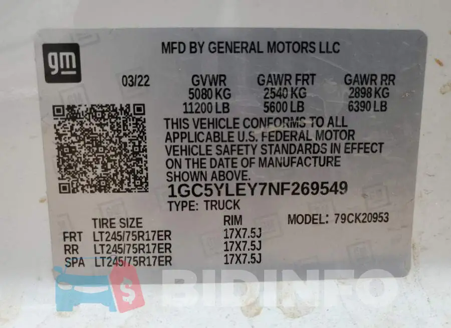 1GC5YLEY7NF269549 Photo# 12