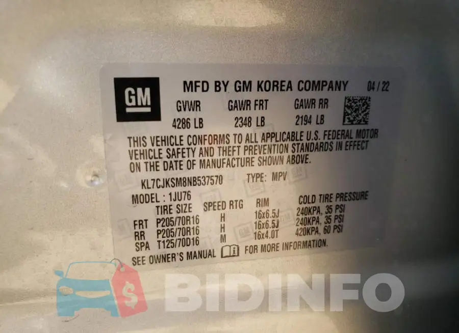 KL7CJKSM8NB537570 Photo# 13