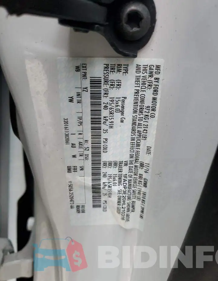 1FADP3E20HL210316 Photo# 13