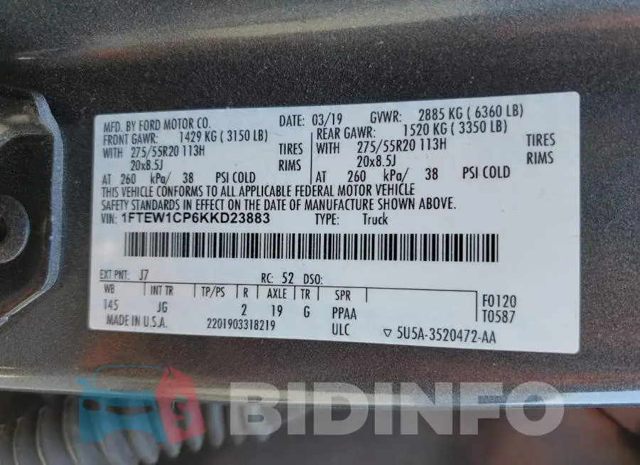 1FTEW1CP6KKD23883 Photo# 12