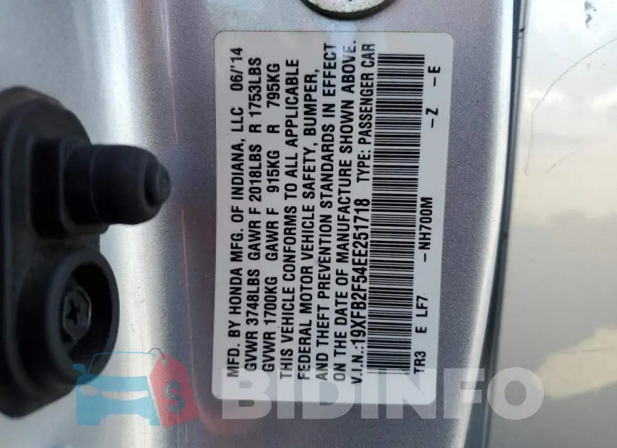 19XFB2F54EE251718 Photo# 13