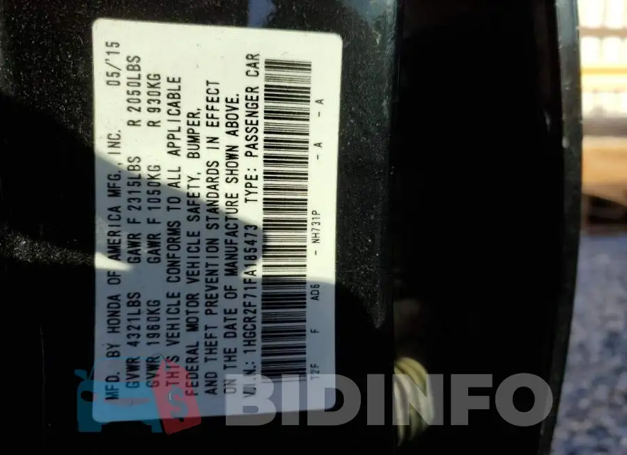 1HGCR2F71FA185473 Photo# 12