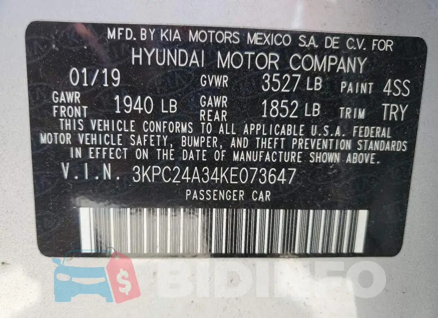 3KPC24A34KE073647 Photo# 12