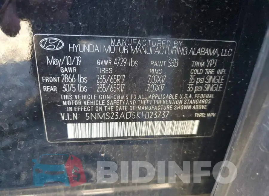 5NMS23AD5KH123737 Photo# 14