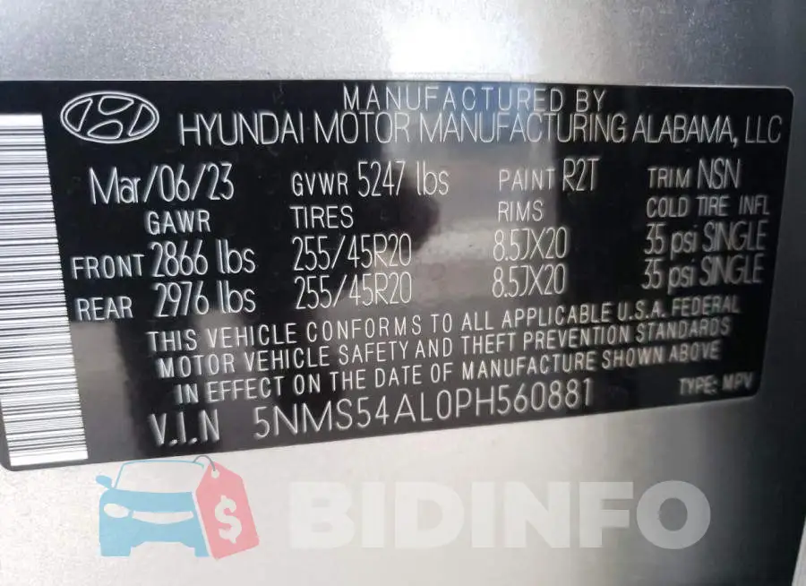 5NMS54AL0PH560881 Photo# 14