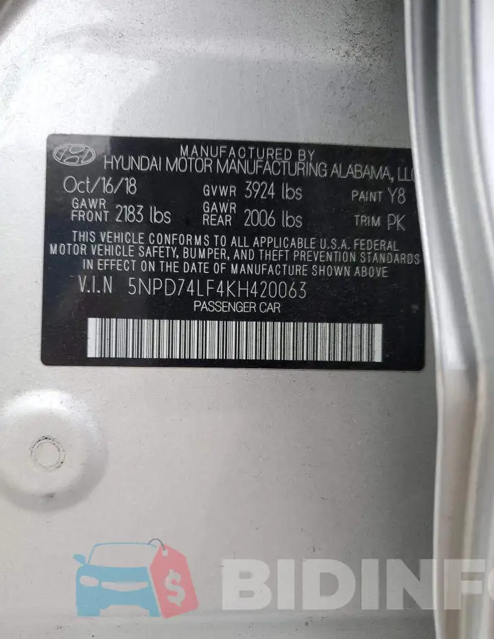 5NPD74LF4KH420063 Photo# 13