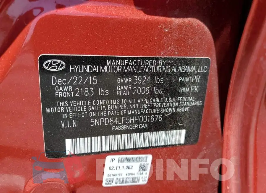 5NPD84LF5HH001676 Photo# 12