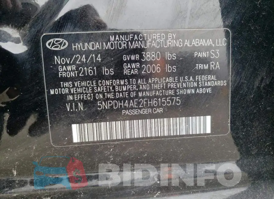 5NPDH4AE2FH615575 Photo# 12