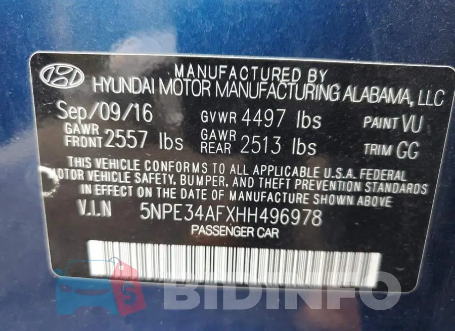 5NPE34AFXHH496978 Photo# 12