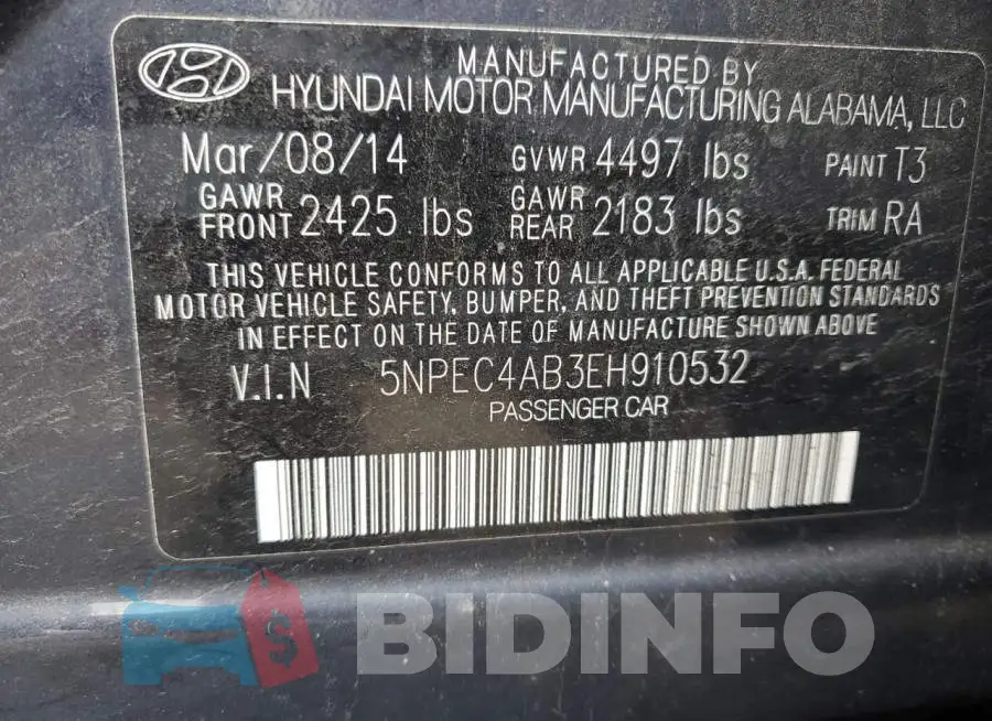 5NPEC4AB3EH910532 Photo# 12