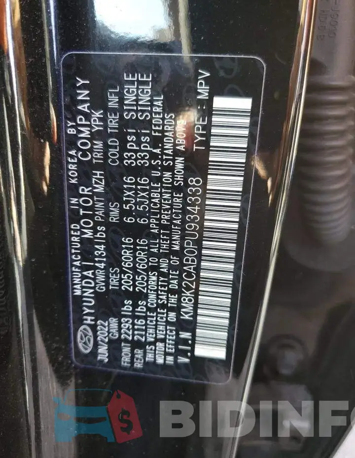 KM8K2CAB0PU934338 Photo# 12