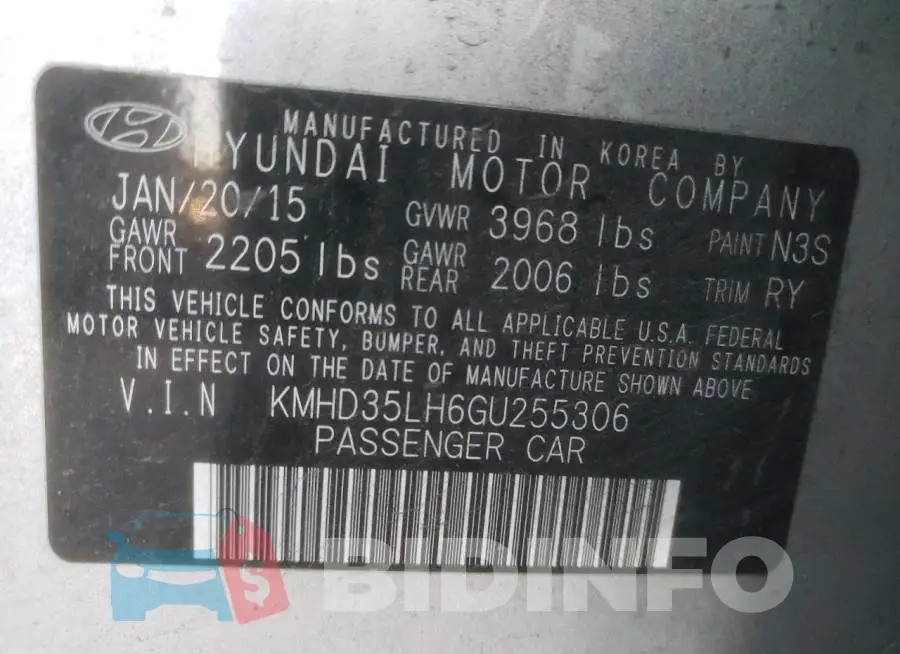 KMHD35LH6GU255306 Photo# 13