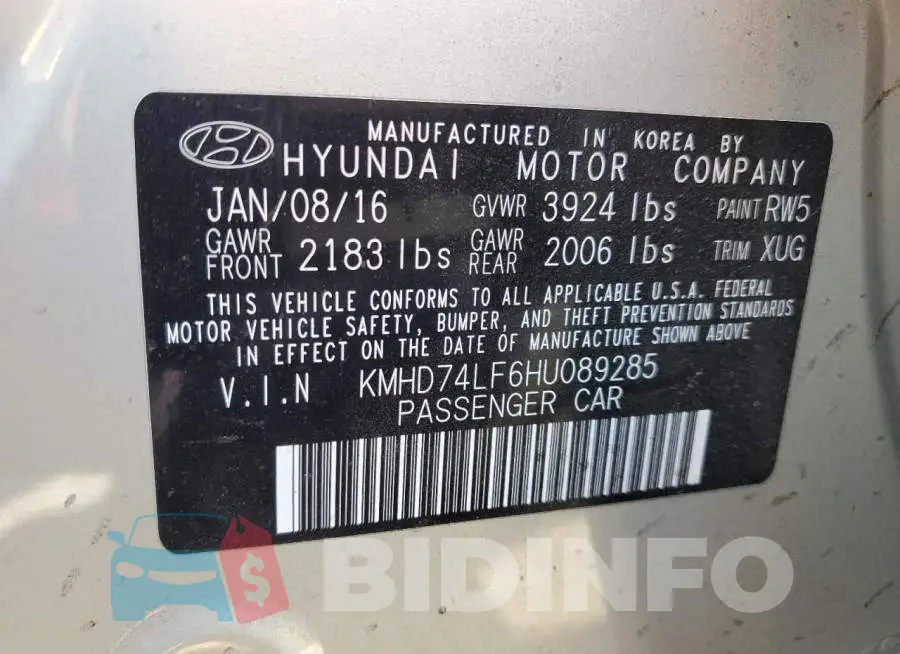 KMHD74LF6HU089285 Photo# 12