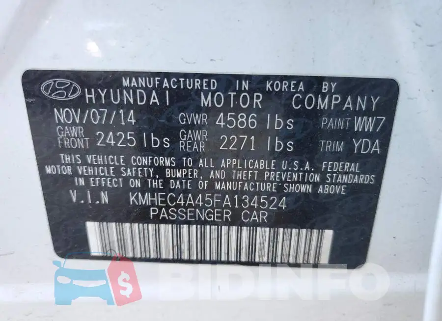 KMHEC4A45FA134524 Photo# 12