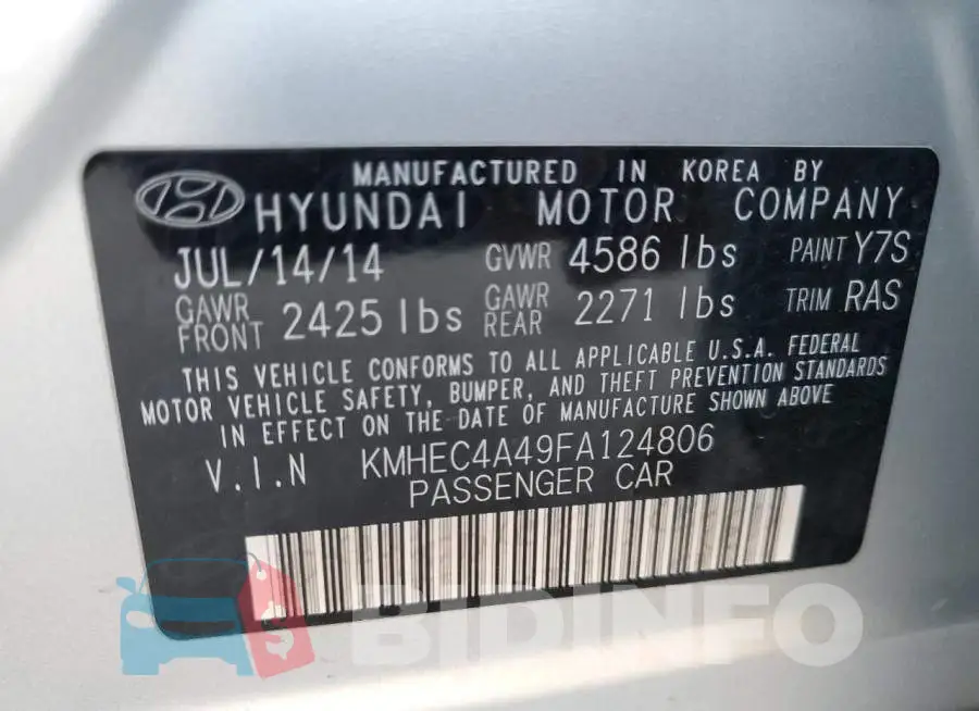 KMHEC4A49FA124806 Photo# 12
