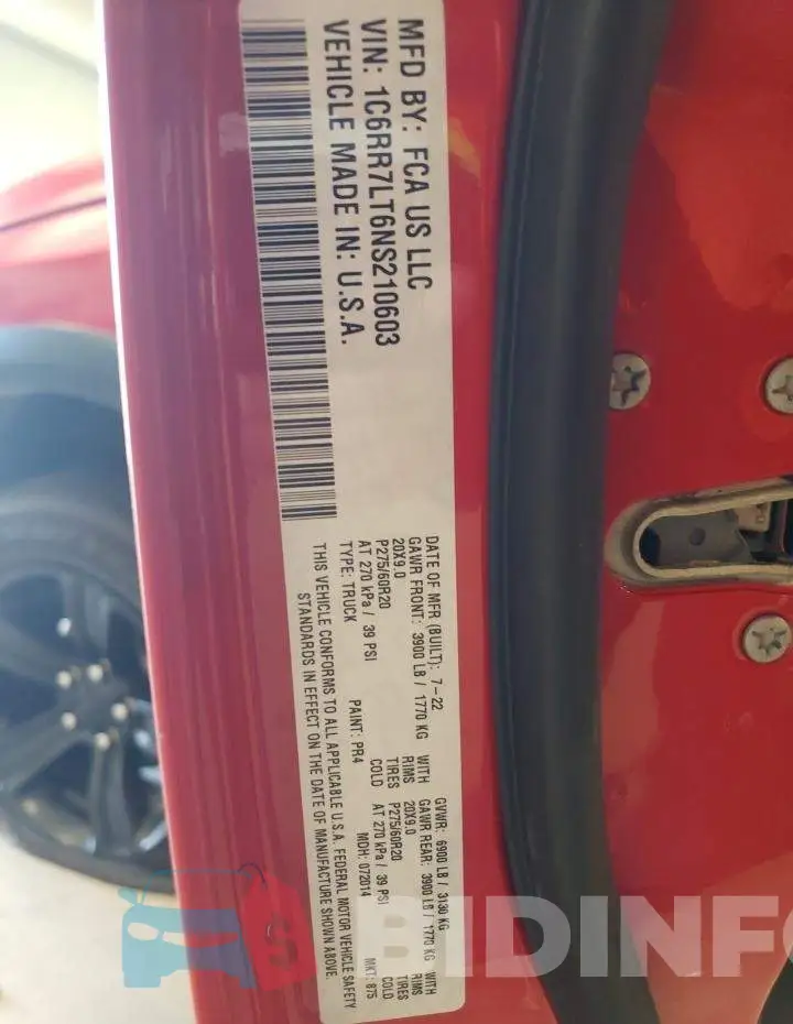 1C6RR7LT6NS210603 Photo# 12