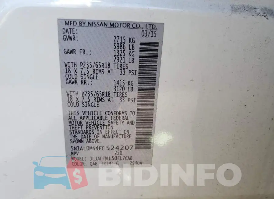 5N1AL0MN4FC524207 Photo# 13