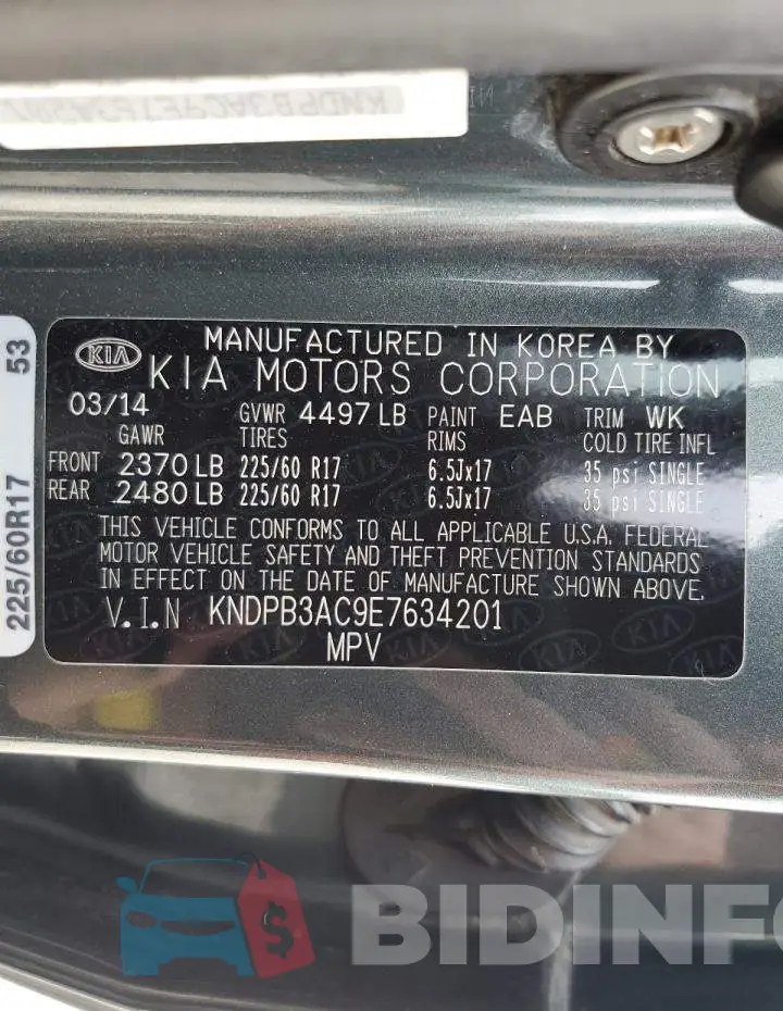 KNDPB3AC9E7634201 Photo# 12