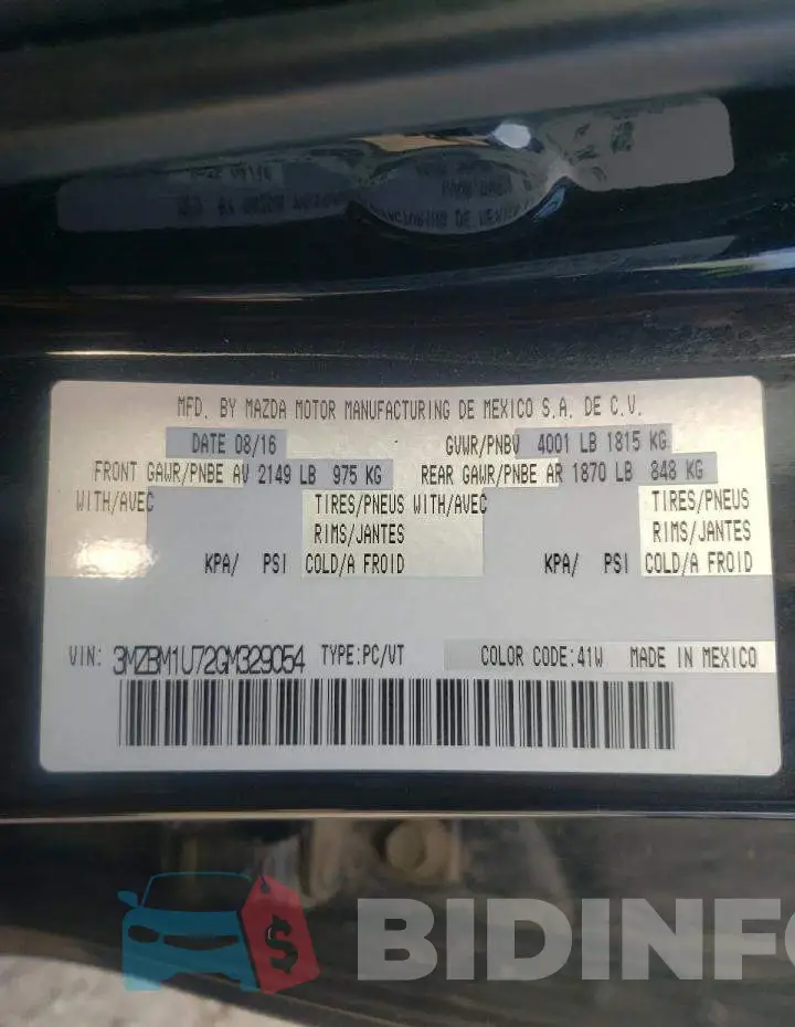 3MZBM1U72GM329054 Photo# 12