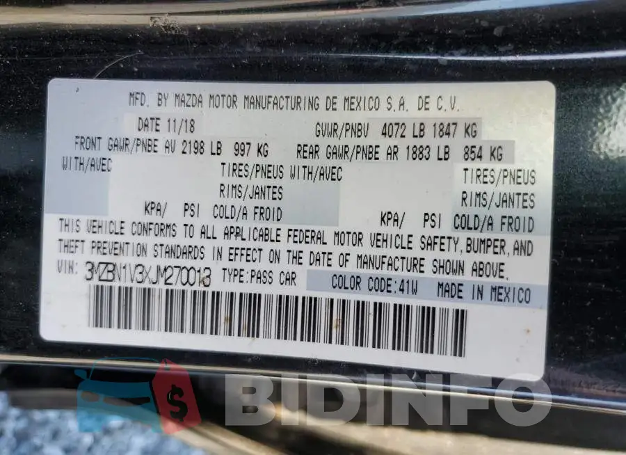3MZBN1V3XJM270013 Photo# 12
