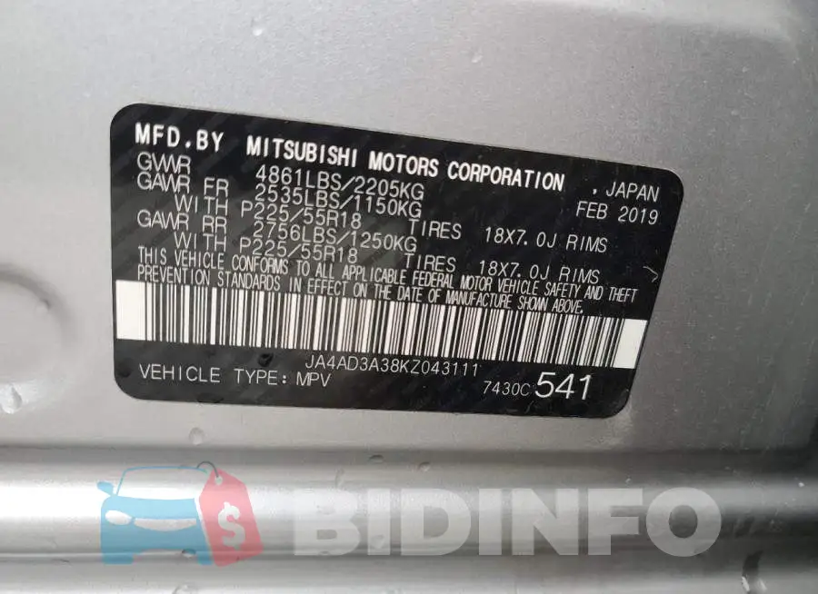 JA4AD3A38KZ043111 Photo# 13