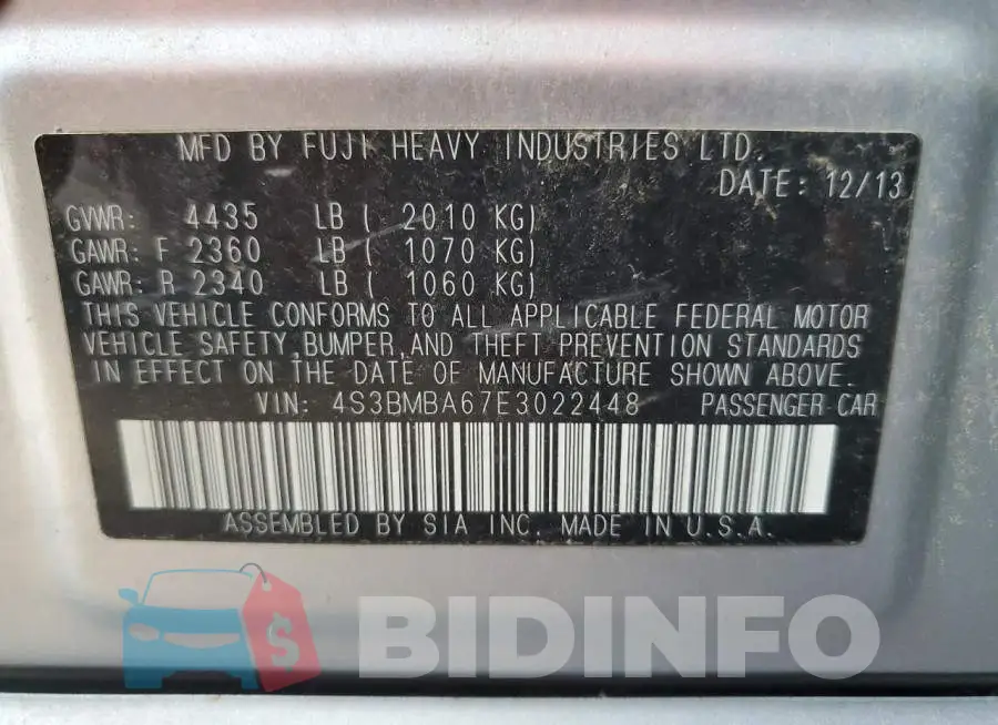 4S3BMBA67E3022448 Photo# 12