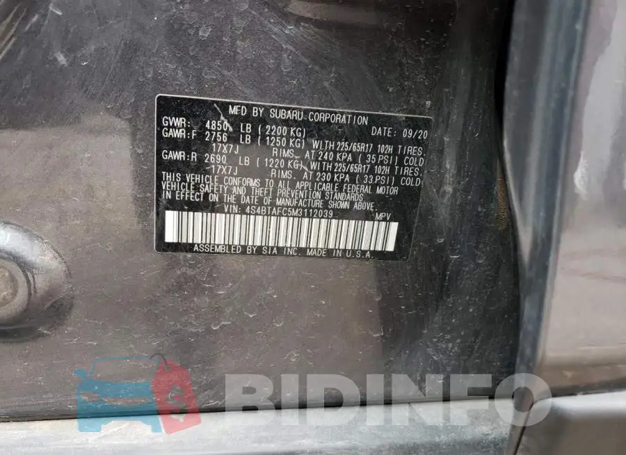 4S4BTAFC5M3112039 Photo# 13
