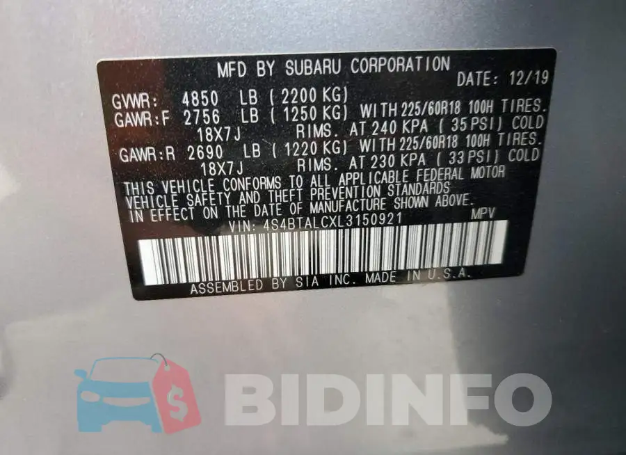 4S4BTALCXL3150921 Photo# 12