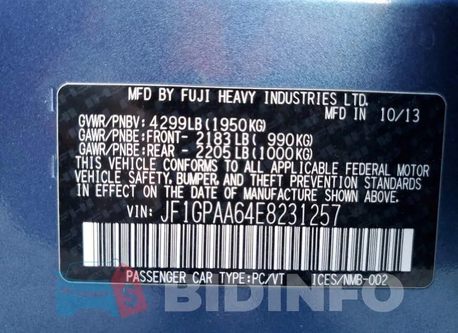 JF1GPAA64E8231257 Photo# 13