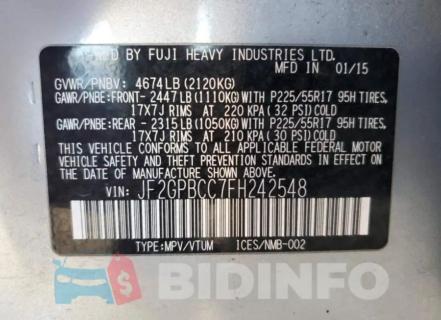 JF2GPBCC7FH242548 Photo# 12