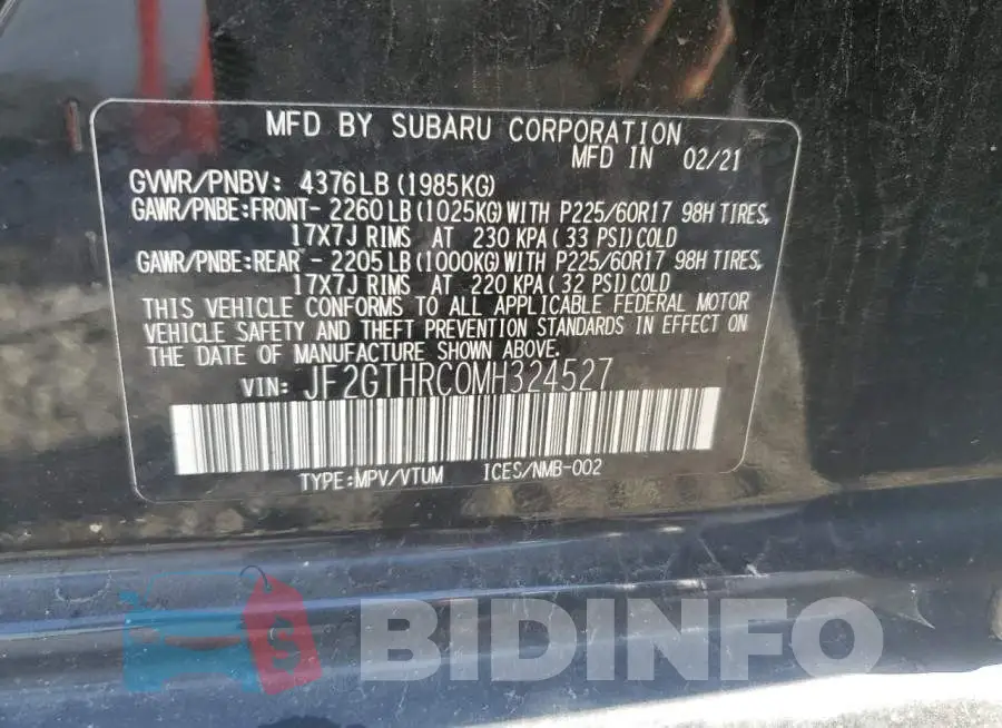 JF2GTHRC0MH324527 Photo# 13