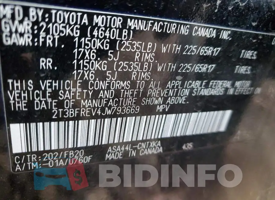 2T3BFREV4JW793669 Photo# 12