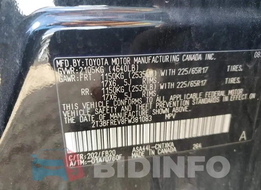 2T3BFREV8FW381083 Photo# 13