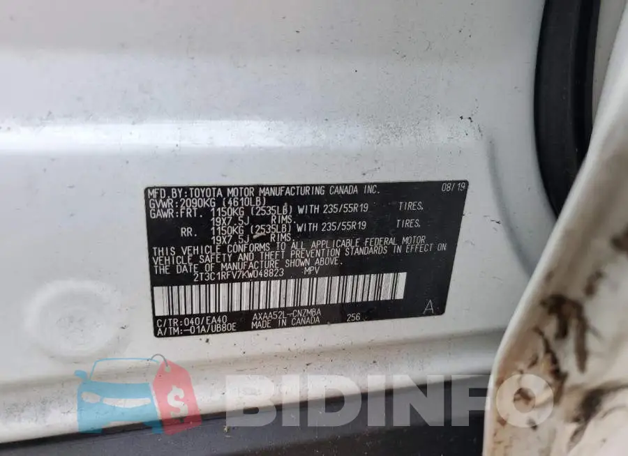 2T3C1RFV7KW048823 Photo# 13