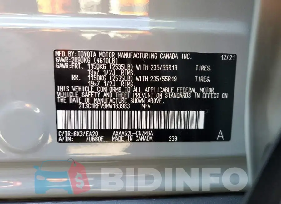 2T3C1RFV9MW183983 Photo# 13