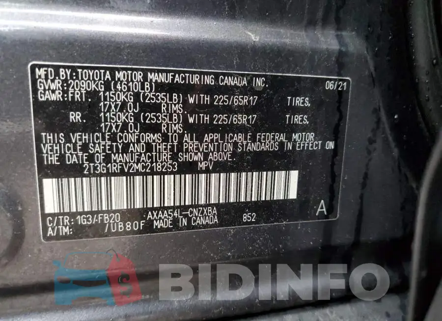 2T3G1RFV2MC218253 Photo# 13