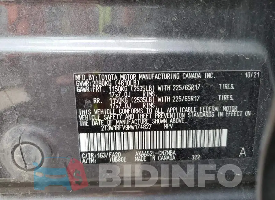 2T3W1RFV9MW174827 Photo# 13