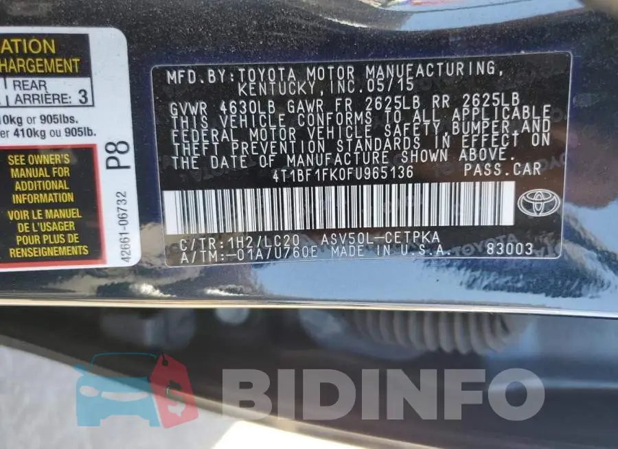 4T1BF1FK0FU965136 Photo# 12