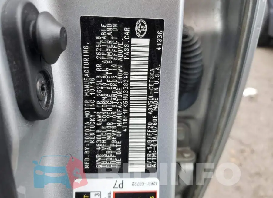 4T1BF1FK6HU338248 Photo# 12