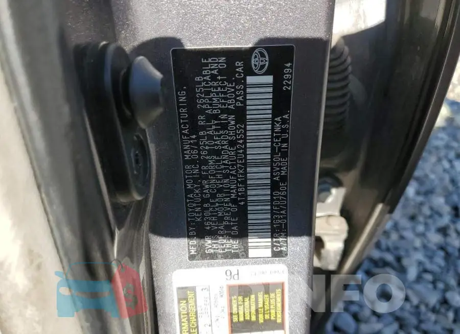 4T1BF1FK7EU424552 Photo# 12