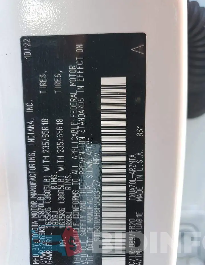 5TDKDRAH8PS003127 Photo# 14