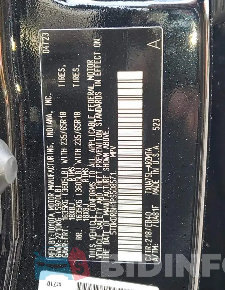 5TDKDRBH1PS508571 Photo# 13