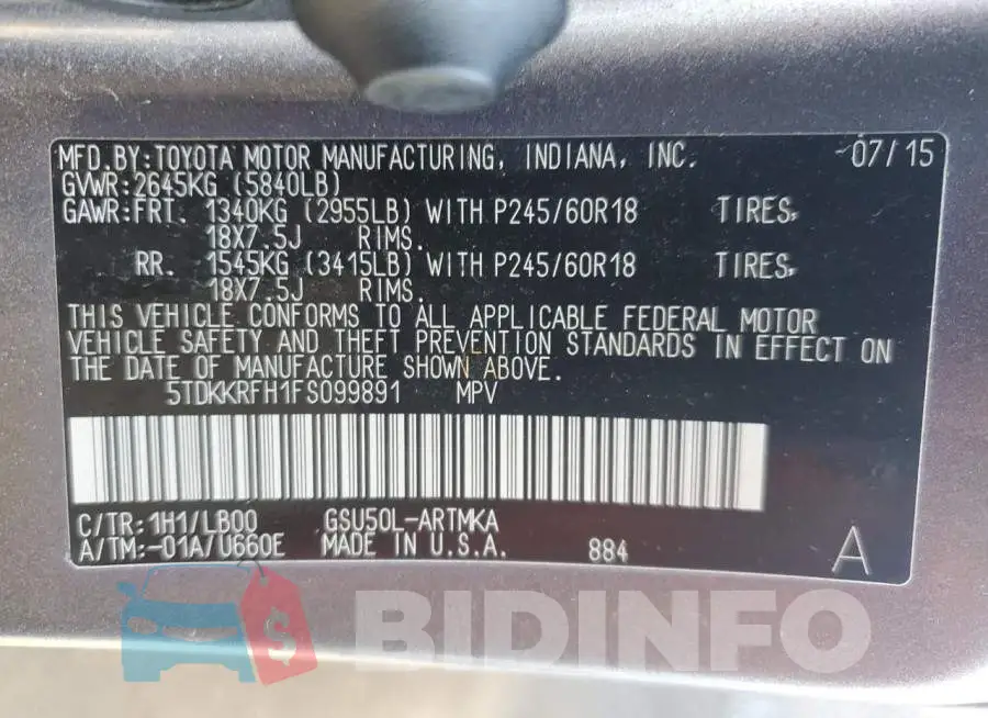 5TDKKRFH1FS099891 Photo# 14
