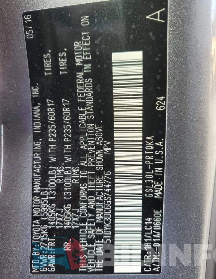 5TDYK3DC6GS744776 Photo# 13