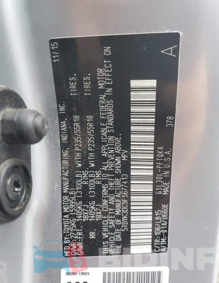 5TDYK3DC9FS677413 Photo# 12