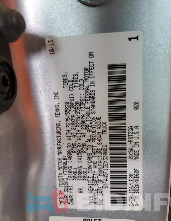 5TFAW5F13EX338023 Photo# 12