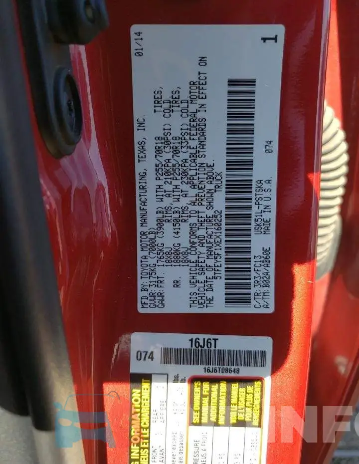 5TFEY5F1XEX160252 Photo# 12